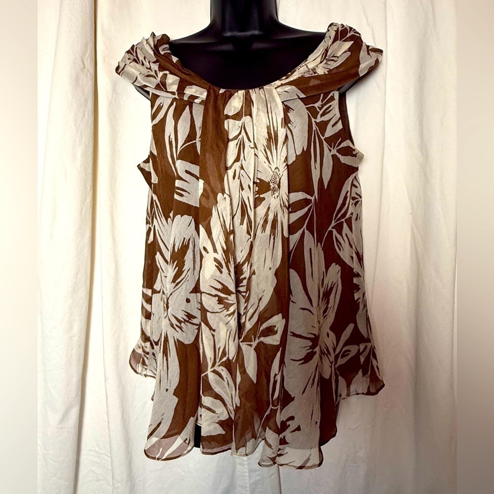 Nine West Women's Sz 14 Layered & Loose Hem Scoop Neck Dressy Blouse